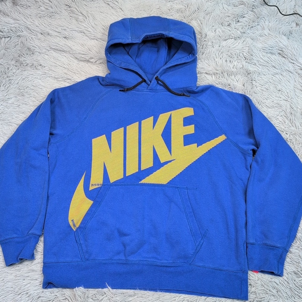 Vintage Nike Sweatshirt Mens L Blue Hoodie Center Pocket Athletic Street Wear